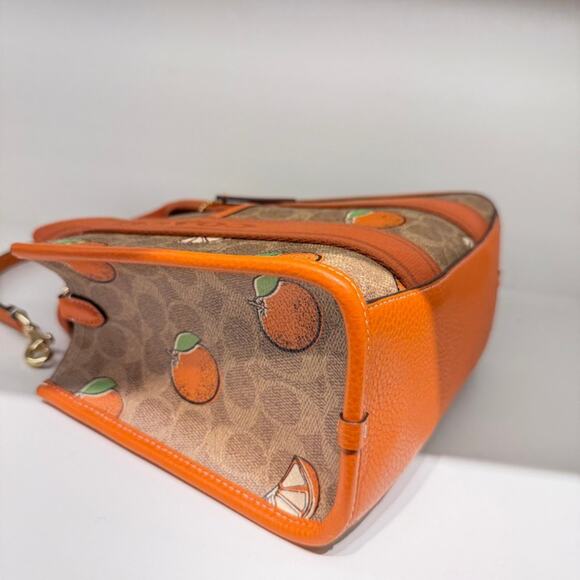 Last 1‼️Coach CAR81 Smith Tote Bag 24 Signature Canvas Orange Print - Picture 4 of 7